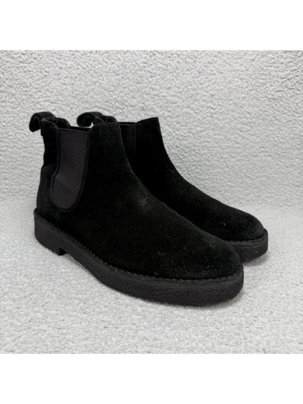 Clarks Original Boots Mens 9.5 Shoes Black Suede Desert Chelsea 2 Ankle Crepe